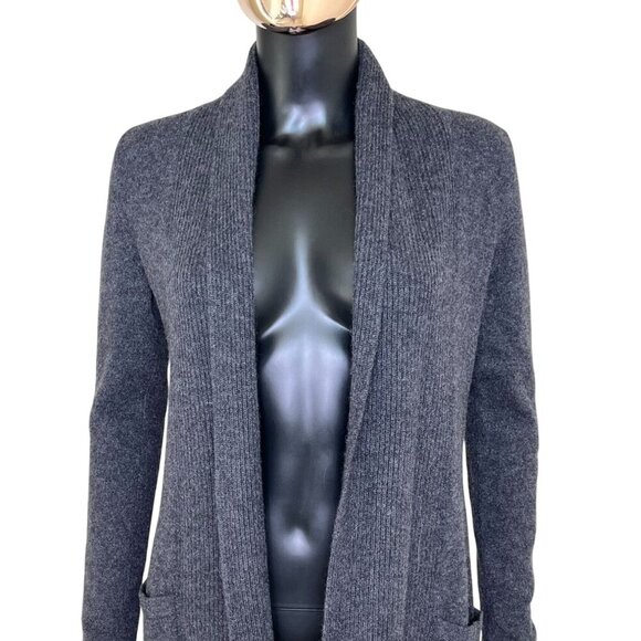 LORD & TAYLOR 100% Cashmeree Charcoal Gray Open Front Cardigan Sweater XS - Picture 5 of 10